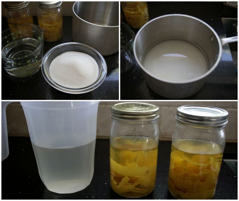 лимончелло, смешав спирт с сахарным сиропом