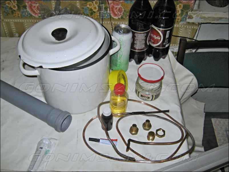 набор элементов для создания самогонного аппарата из кастрюли